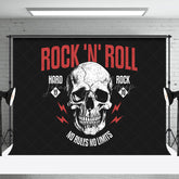 Lofaris Black White Skull Red Rock N Roll Party Backdrop